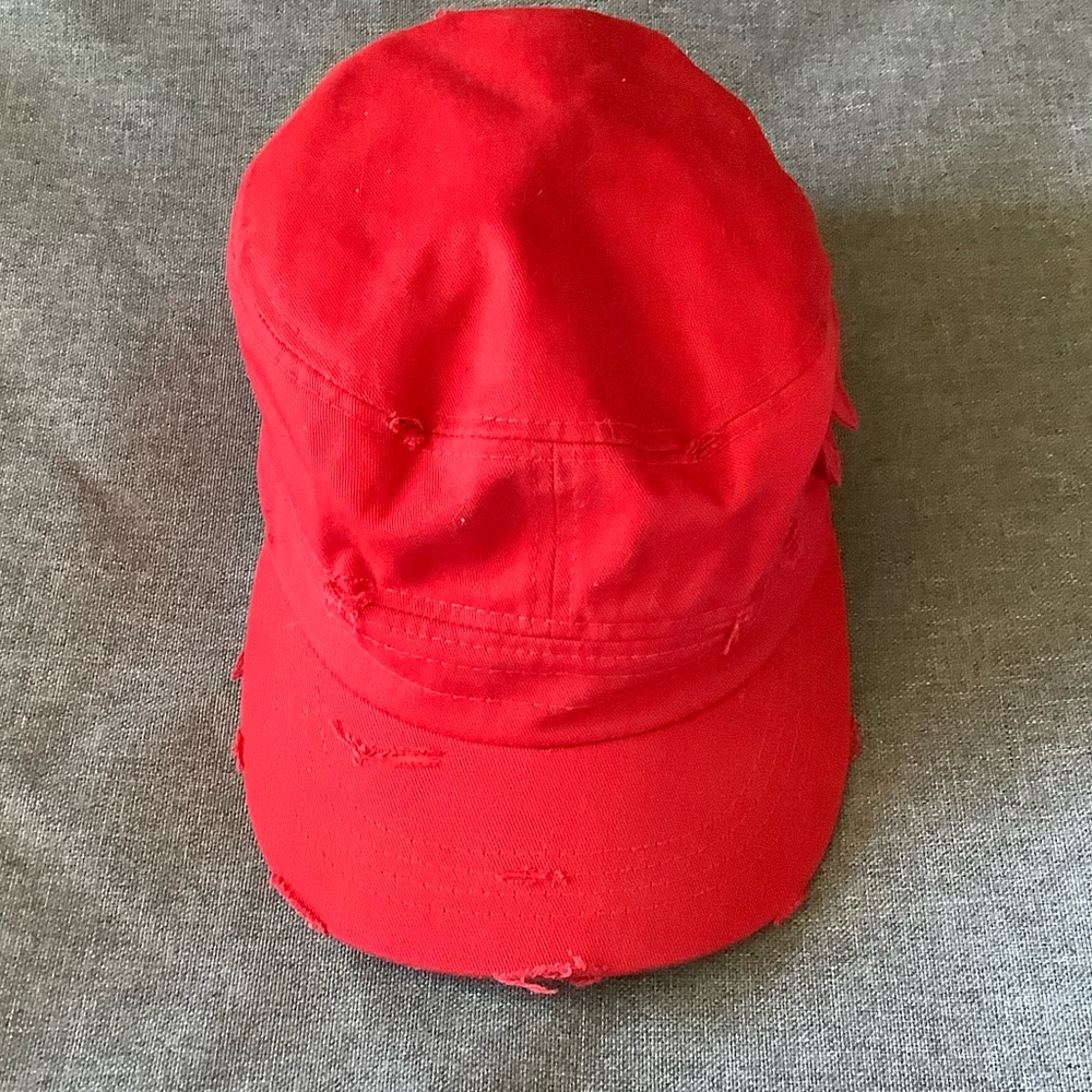 KBETHOS Distressed Cadet Men or Women Bright Red Cap